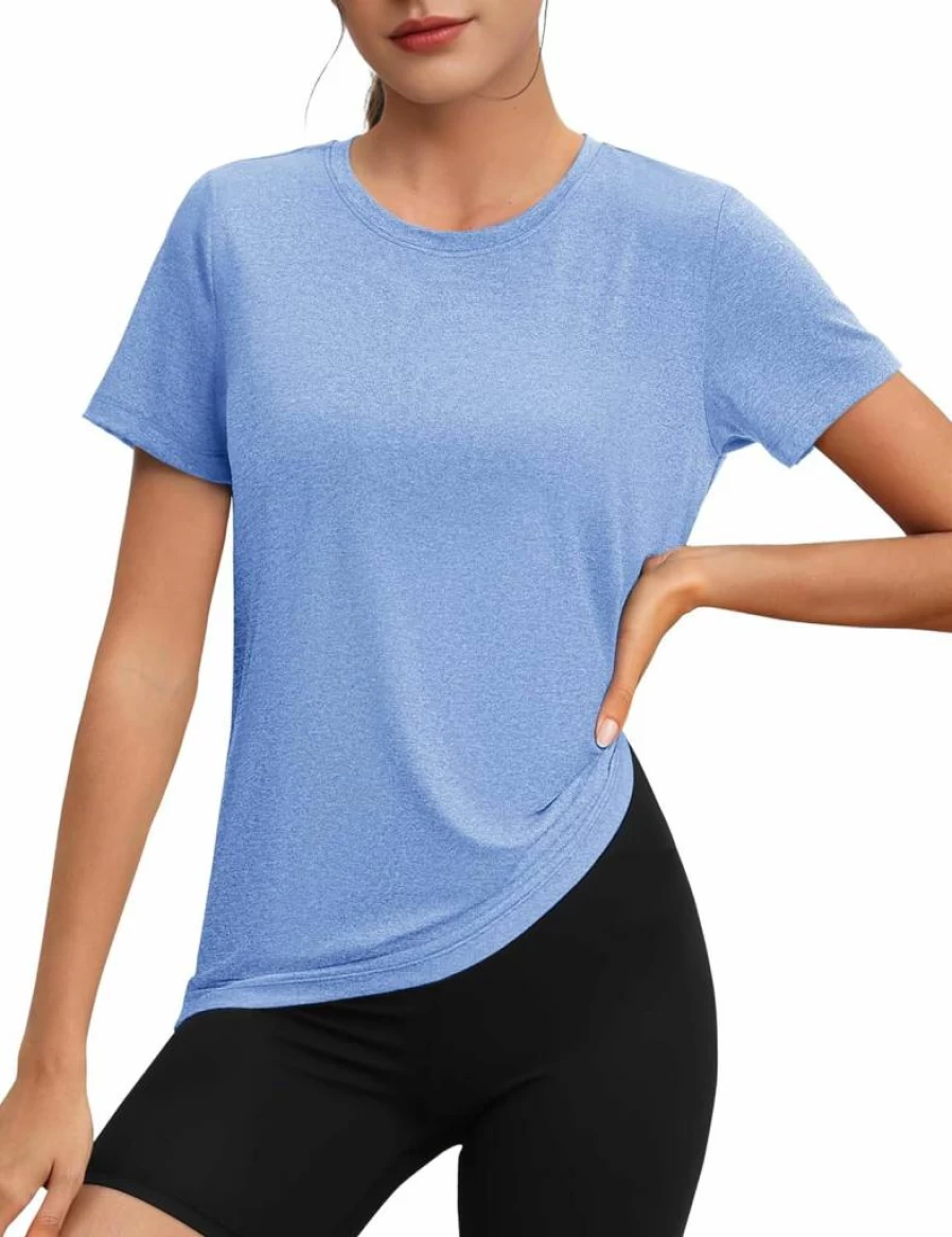 MAGCOMSEN Women's UPF 50+ Quick Dry Athletic Shirt - Short Sleeve Workout Top for Running, Swimming & Rash Guard