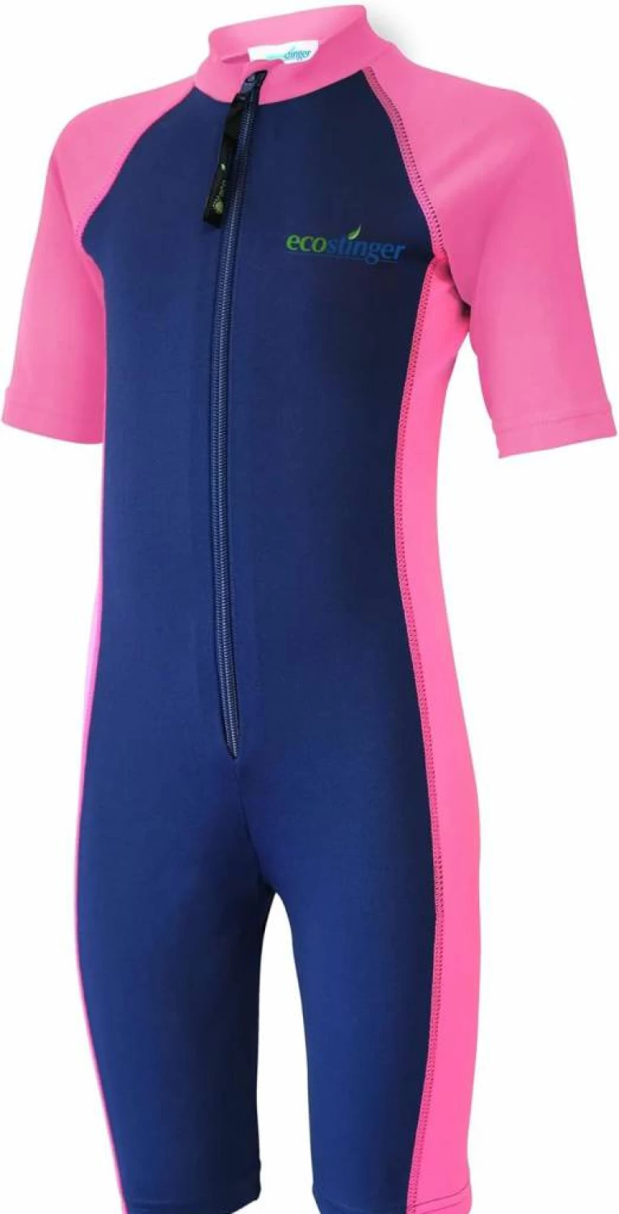 EcoStinger UPF50+ Girls' One-Piece Sunsuit Swimwear - Chlorine Resistant UV Protective Bathing Suit in Navy & Pink