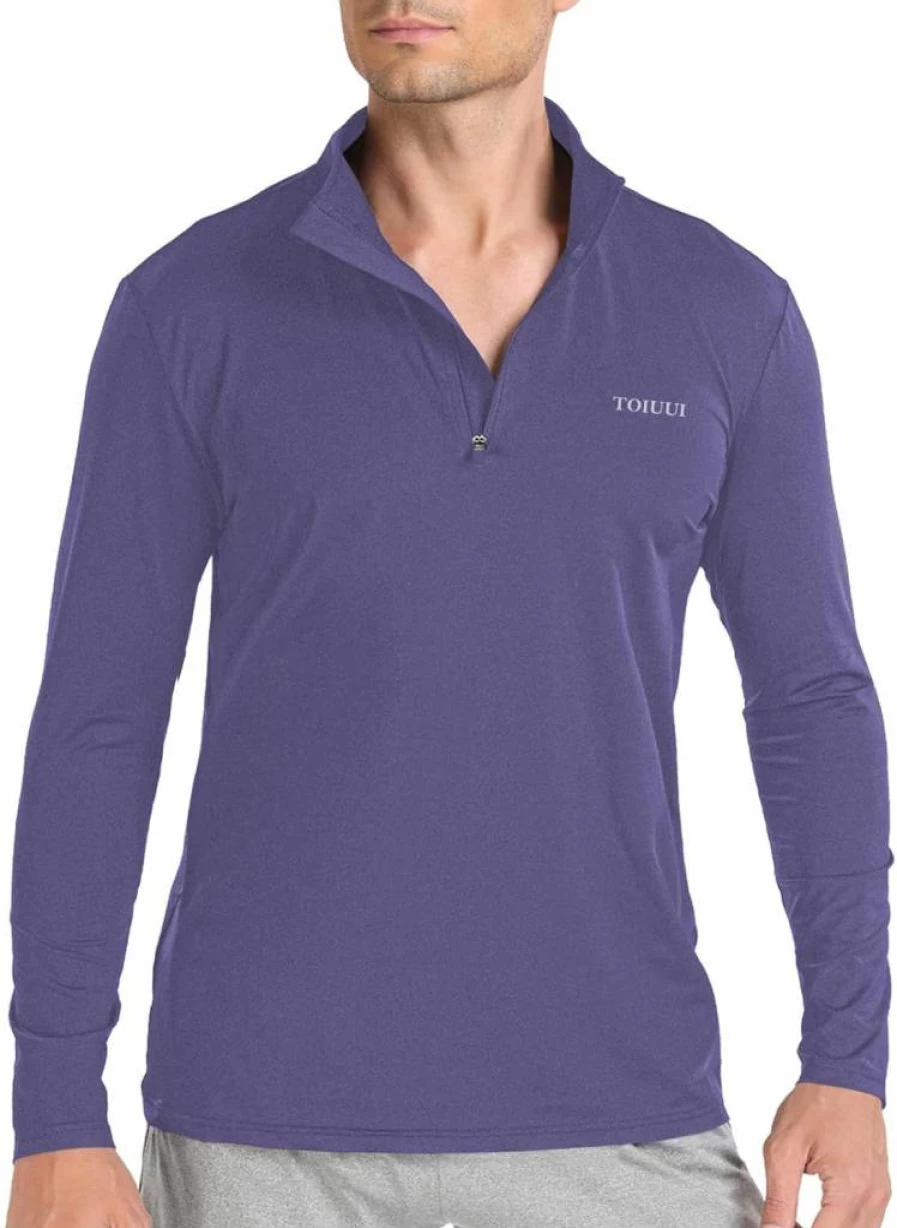 TOIUUI Men's UPF 50+ Sun Protection Quarter Zip Pullover Long Sleeve Shirt for Fishing, Golf, Running & Outdoor Activities Qyy2304