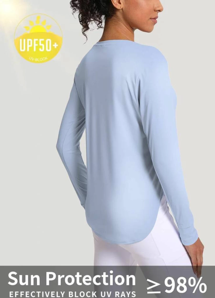 CHALLMOTI Women's UPF 50+ Sun Shirt Long Sleeve Rash Guard UV Protection Lightweight Quick Dry SPF Workout Top for Swimming Running Hiking