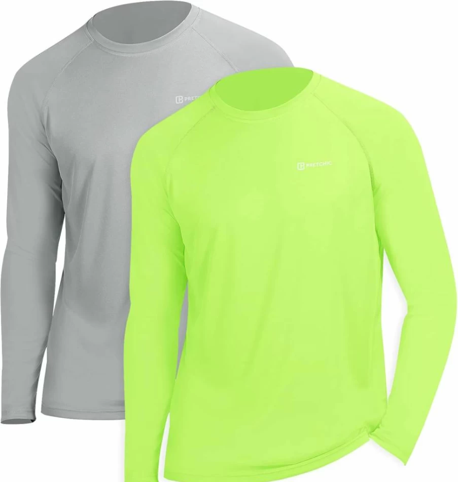 PRETCHIC Men's UPF 50+ UV Protection Long Sleeve Performance T-Shirt for Outdoor Activities