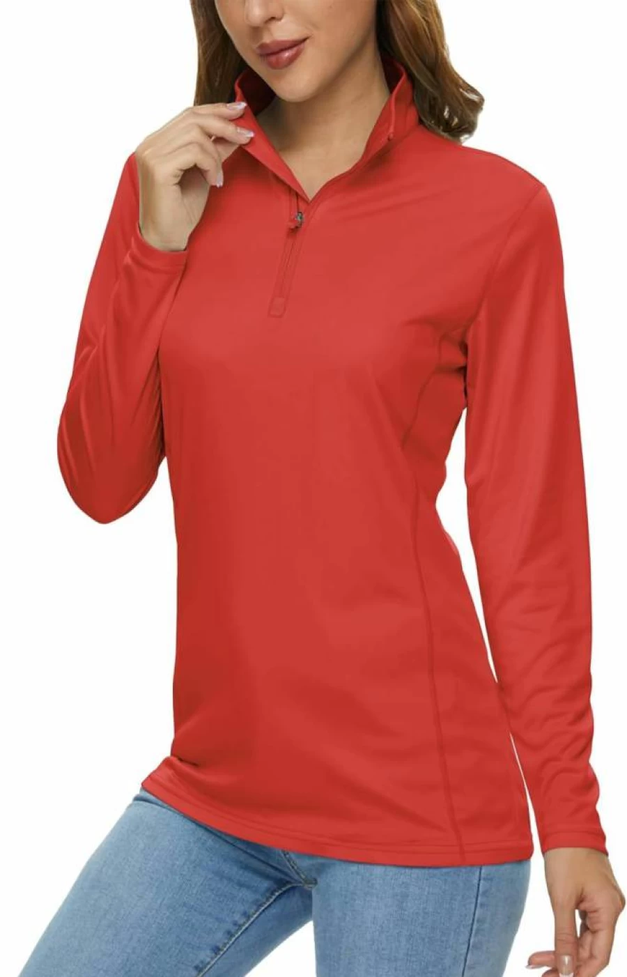 MAGCOMSEN Women's 1/4 Zip Long Sleeve UPF 50+ Sun Protection Shirt - Quick Dry Athletic Top for Workout, Hiking & Rash Guard