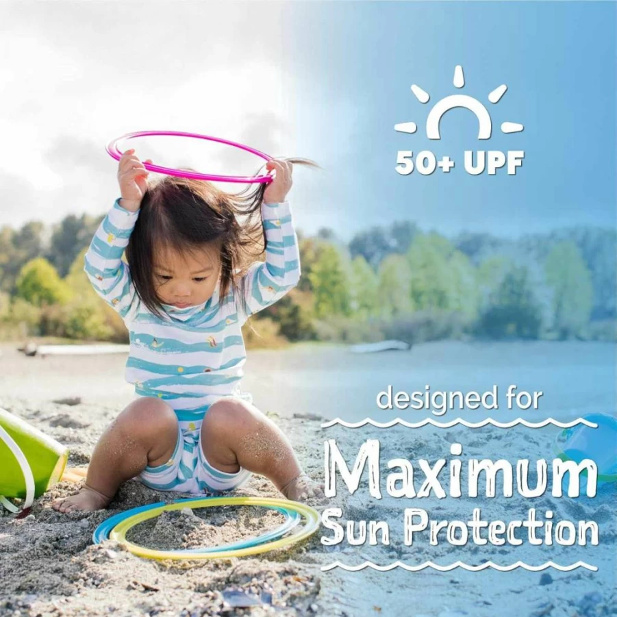 JAN & JUL Kids UV Protection Long Sleeve 2-Piece Swimwear Set with Shorts for Baby, Toddler & Children