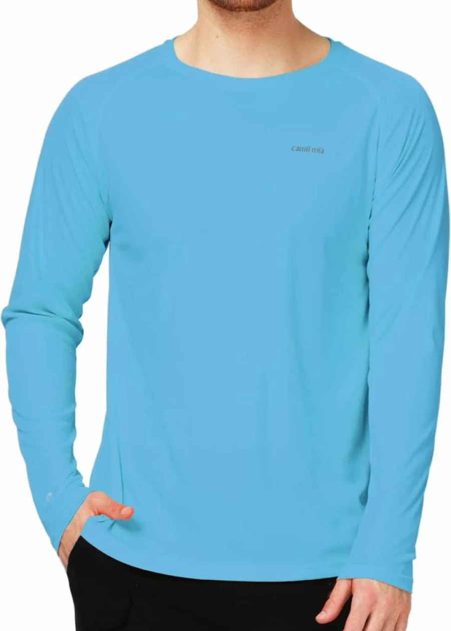 Camii Mia Men's UPF 50+ Sun Protection Long Sleeve Shirt for Fishing, Hiking, Running & Outdoor Activities