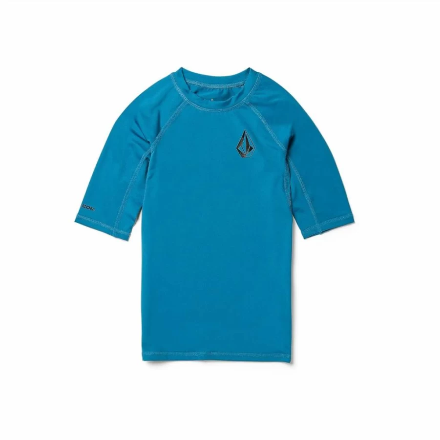 Volcom Boys' Lido Solid UPF 50+ Sun Protection Short Sleeve Rash Guard Swim Shirt