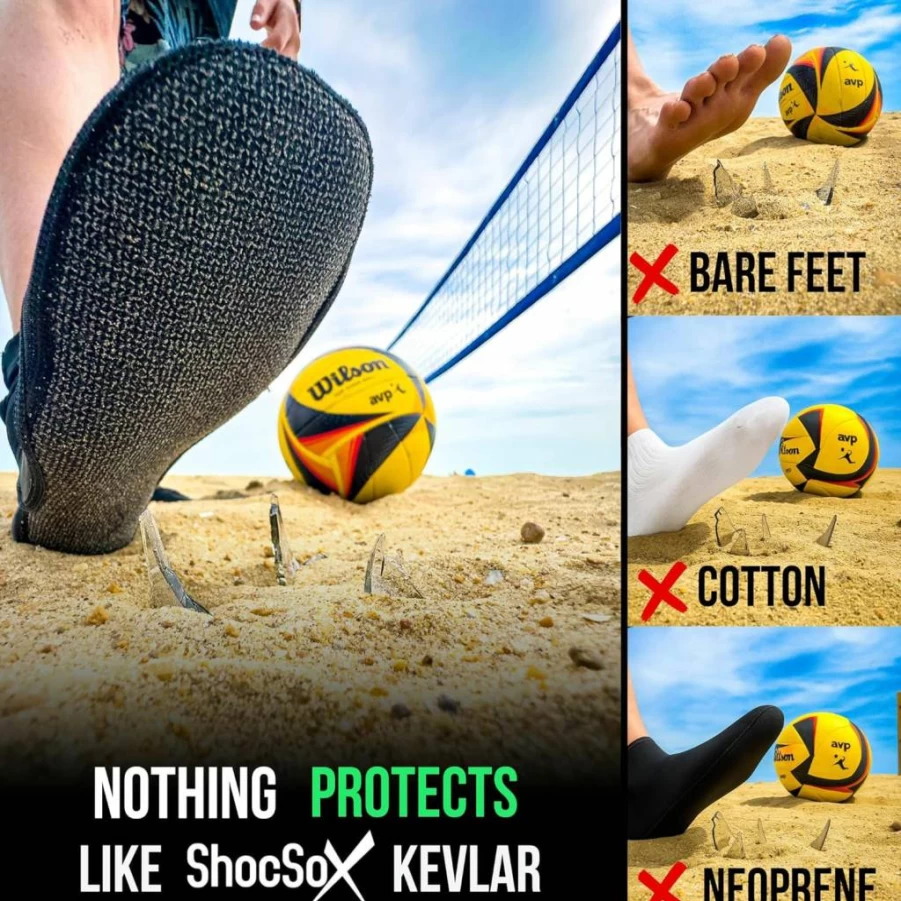 ShocSox No-Slip Beach Volleyball & Soccer Socks - Durable No-Holes Design for Ultimate Foot Protection