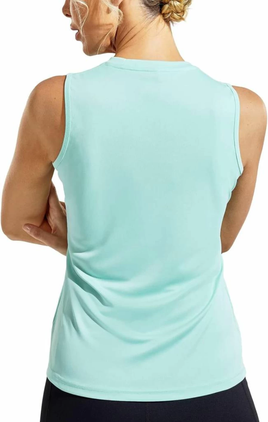 MIER Women's UPF 50 Sleeveless Workout Tank Top - Dry Fit Gym Shirt for Running, Tennis & Sun Protection