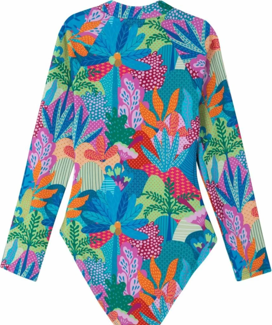 Gottex Kids UPF 50+ UV Protection Long Sleeve Zip Front One Piece Swimsuit - Chlorine Resistant Swimwear