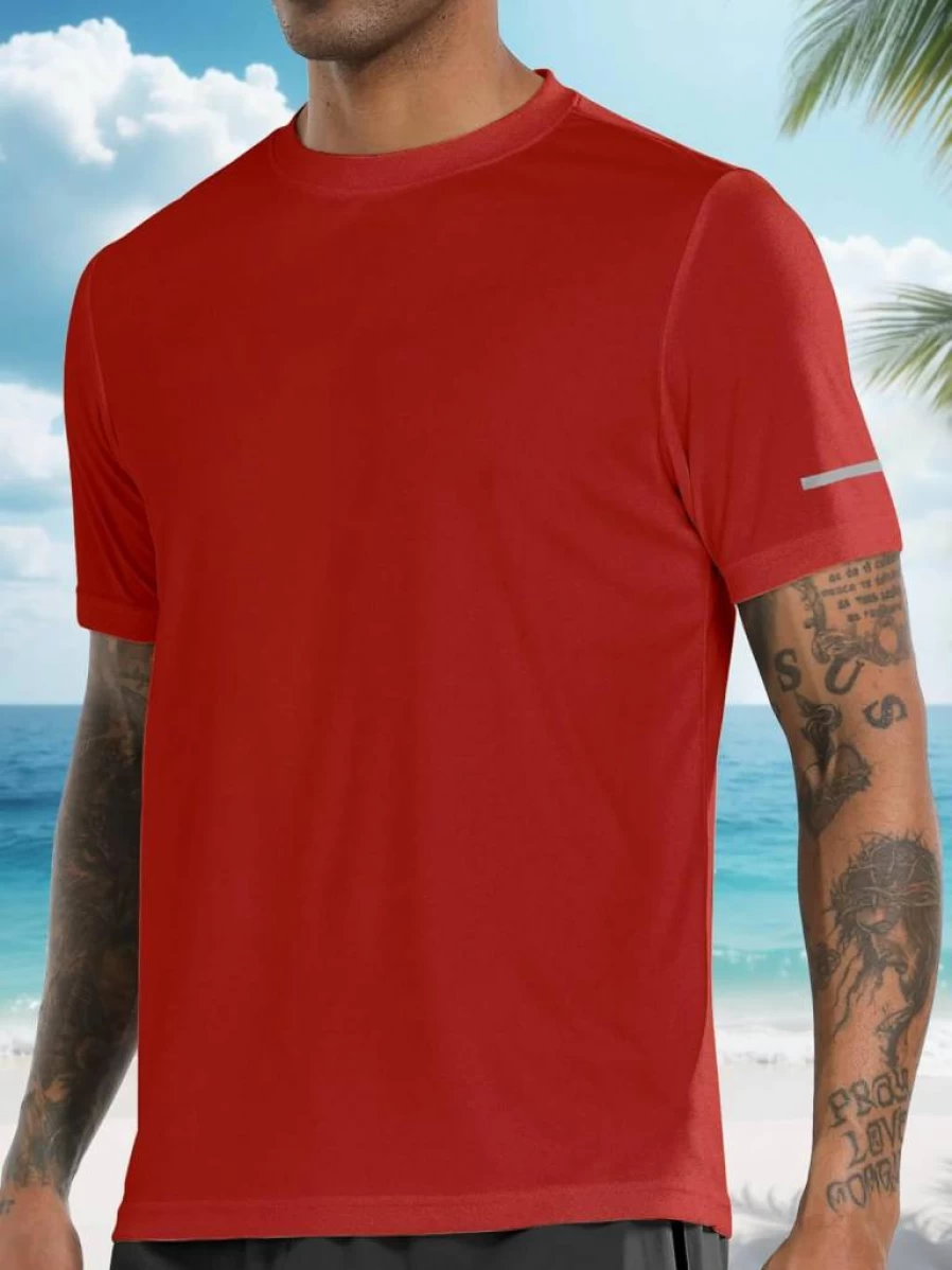 Holure Men's UPF 50+ Sun Protection Rash Guard - Lightweight Quick Dry UV Swim Shirt (1 or 3 Pack) Short Sleeve SPF T-Shirts for Swimming & Outdoor