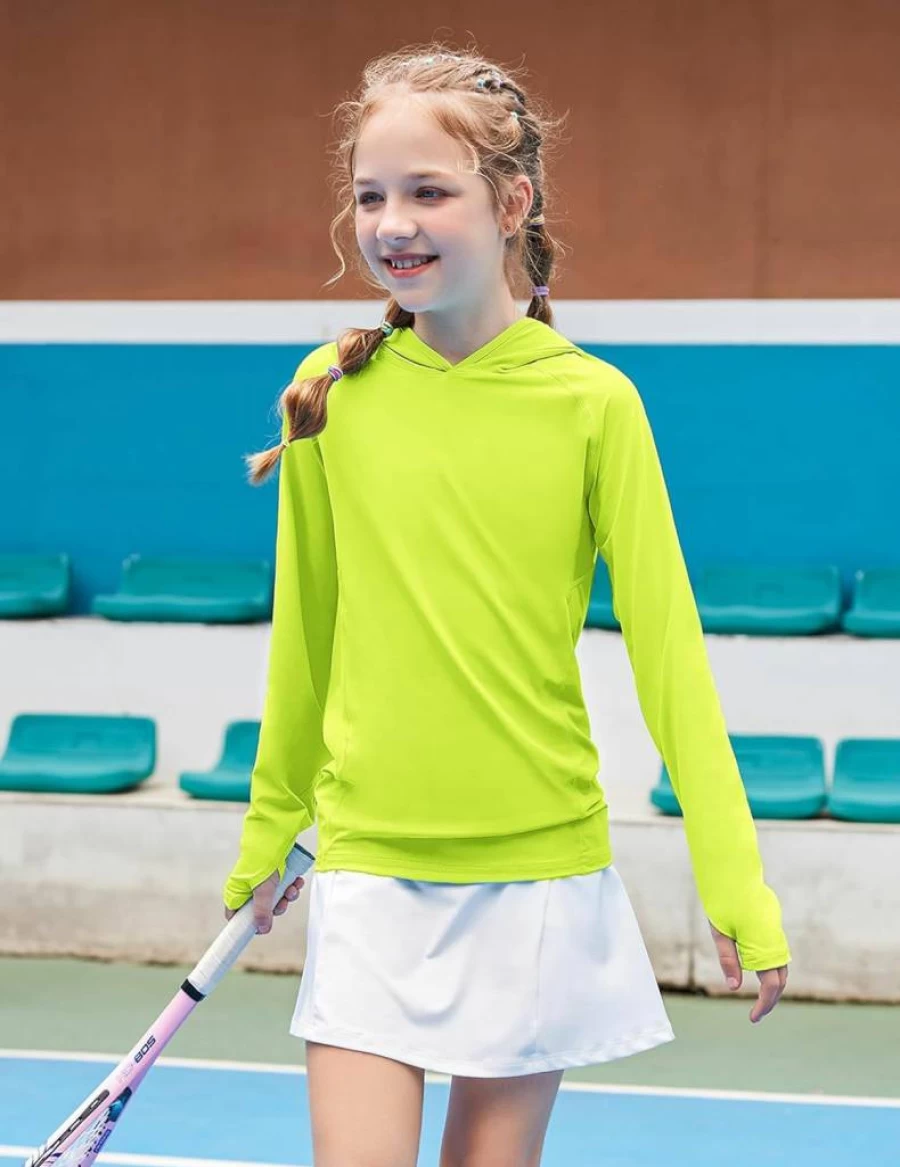 Zaclotre UPF 50+ Sun Protection Hoodie for Girls - Quick Dry Athletic Shirt with Thumbholes