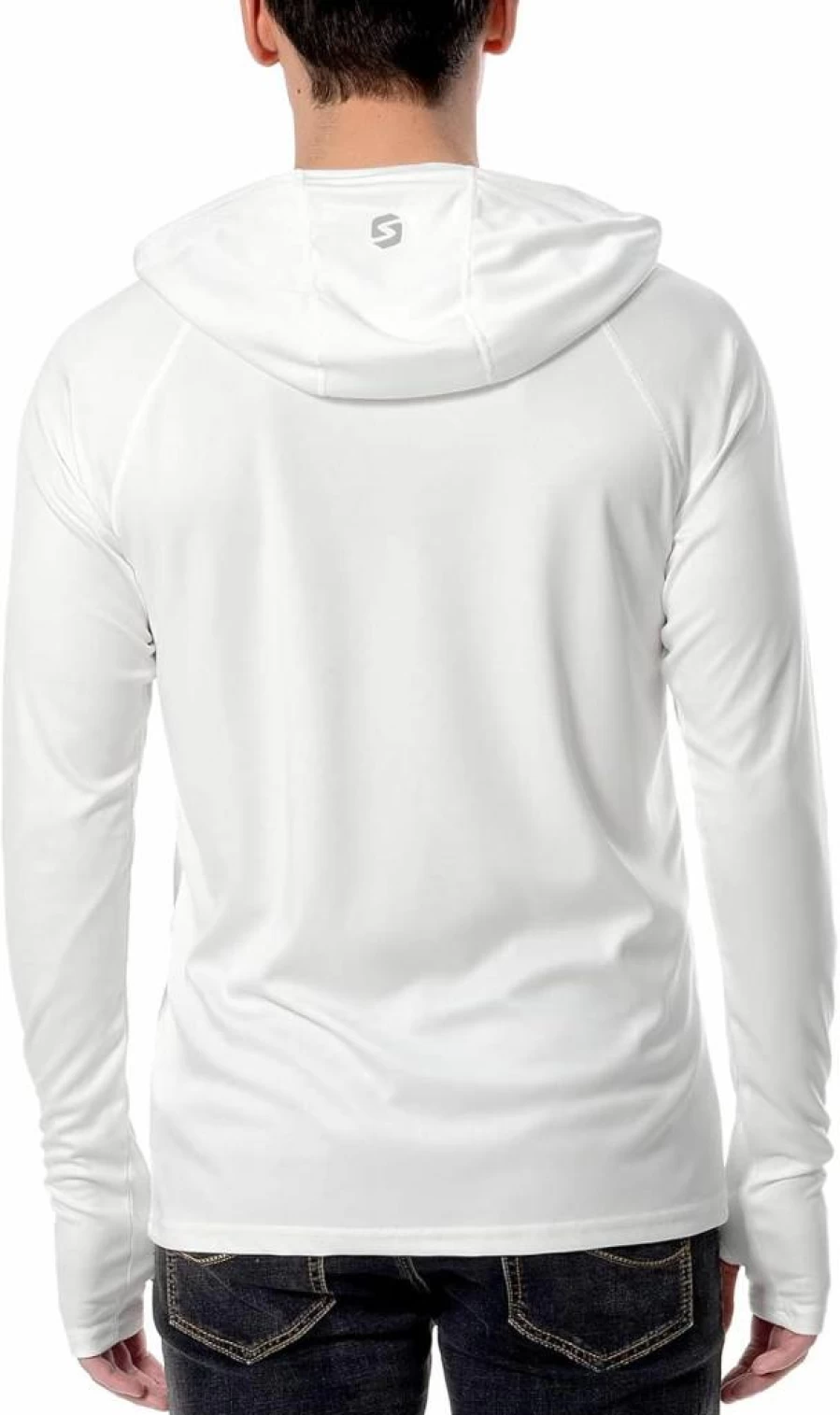 S Spowind Men's UPF 50+ Sun Protection Hoodie - Lightweight Quick-Dry UV Shirt with Thumbholes for Fishing & Outdoor Activities