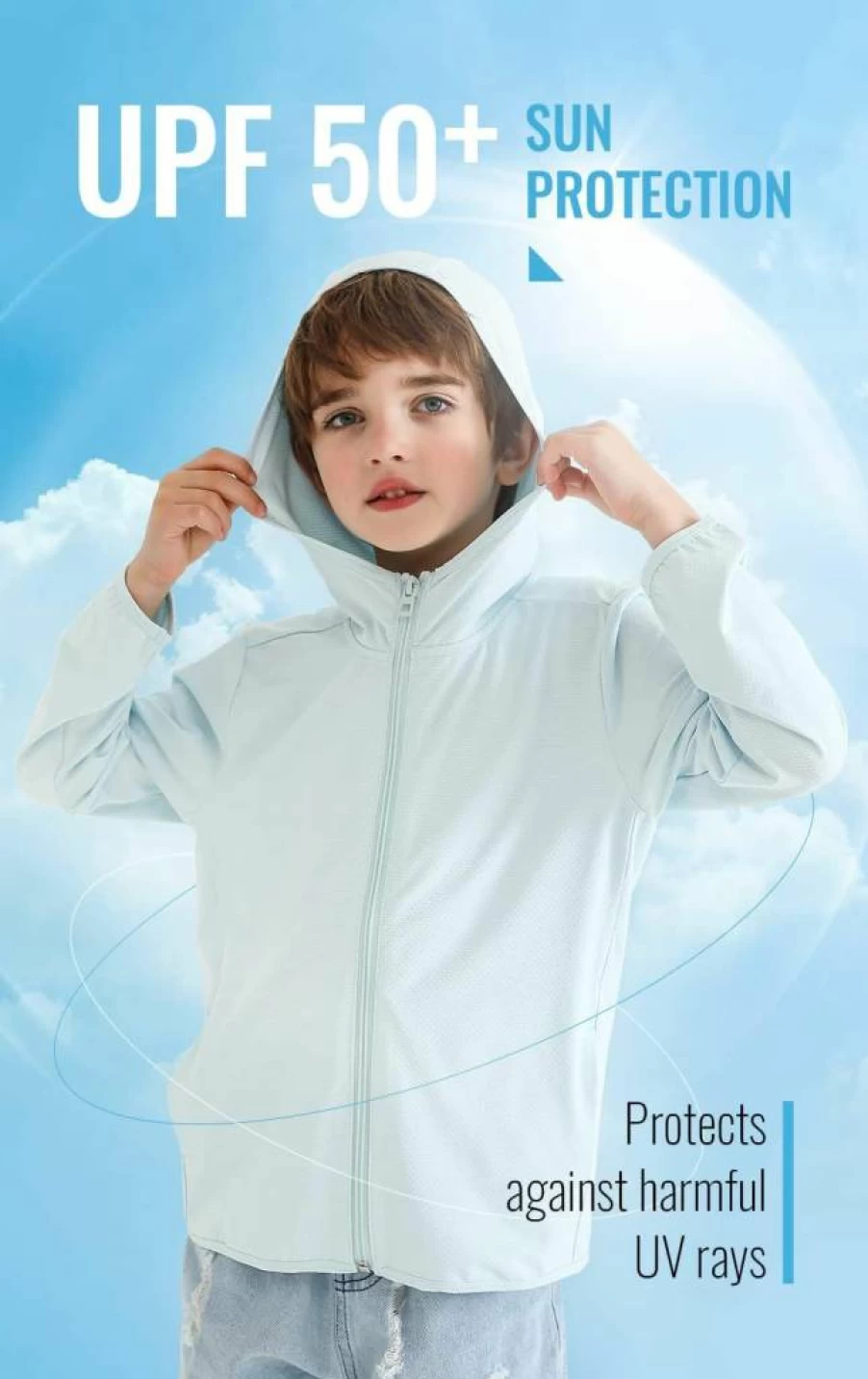 BAYRTIC Kids Active Hoodie with Thumbholes - Moisture Wicking, UV Protection Pullover for Boys & Girls Ages 3-12 Years