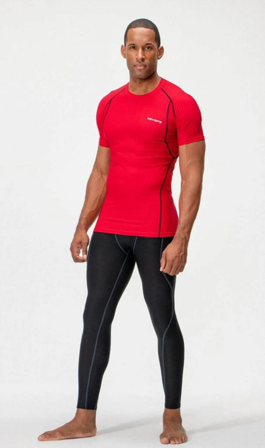 DEVOPS Men's Cool Dry 3-Pack Compression Shirts - Moisture-Wicking Workout Tops for Athletic Performance & Sports Baselayer
