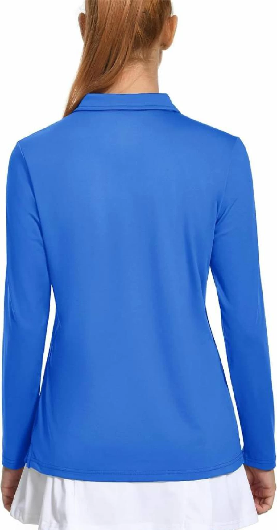 MAGCOMSEN Women's UPF 50+ Long Sleeve Polo Shirt - Moisture Wicking Golf & Tennis Top with 3-Button Placket