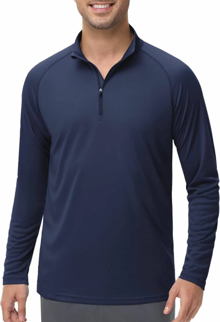 HCYXMFC Men's Lightweight Long Sleeve Running Shirt - Moisture Wicking Quick Dry Athletic Quarter Zip Pullover for Workouts & Training