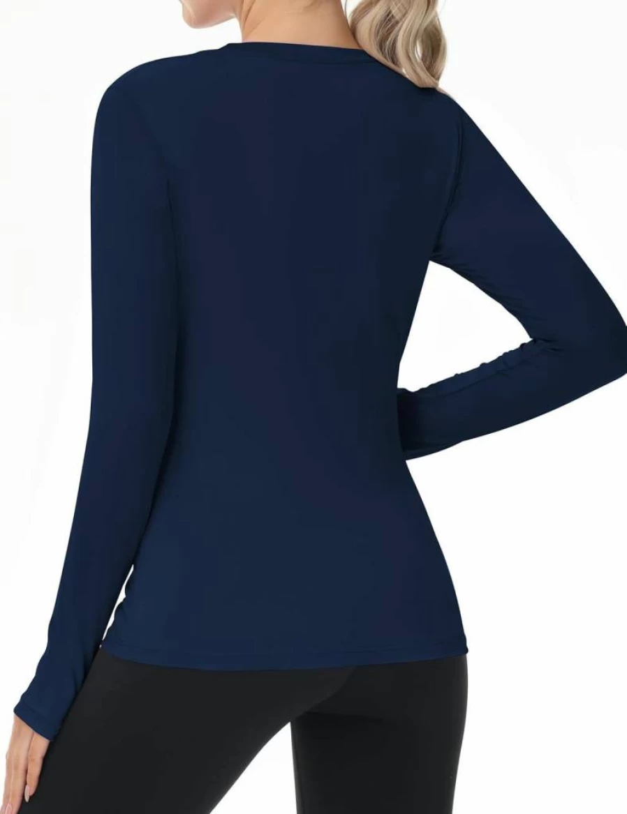 Isnowood Women's UPF 50+ UV Protection Long Sleeve Rash Guard Shirt for Swimming, Hiking, Running & Athletic Activities