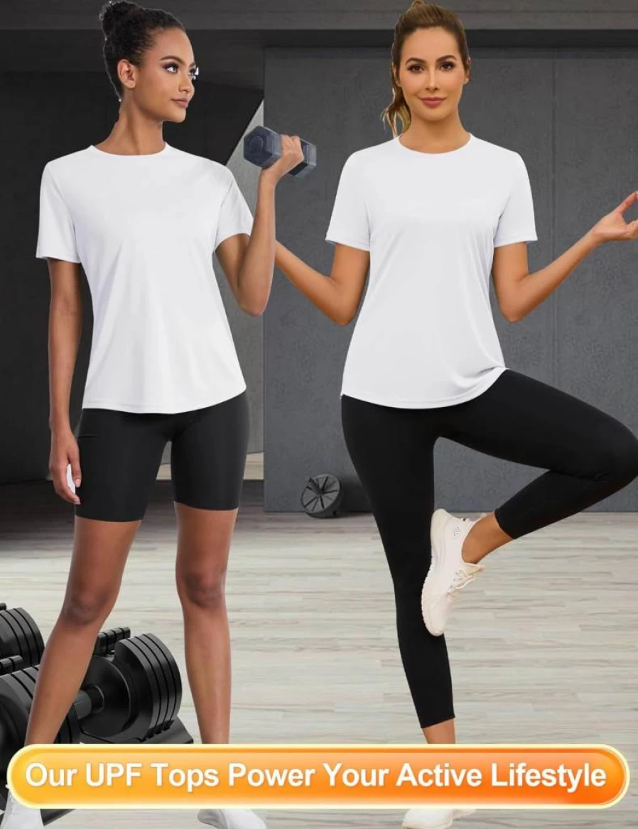 Blingfit Women's Workout Tops Short Sleeve Yoga Shirts Quick Dry Gym Tshirts UPF 80+ Sun Protection Running Athletic Tee