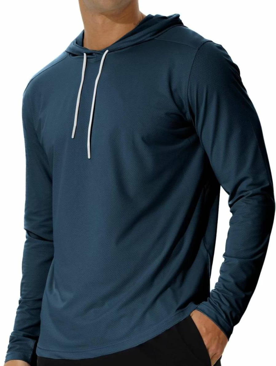 AIMPACT Men's UPF 50+ Sun Protection Hoodie - Lightweight Long & Short Sleeve Rash Guard Shirt for Swimming, Fishing & Outdoor Activities