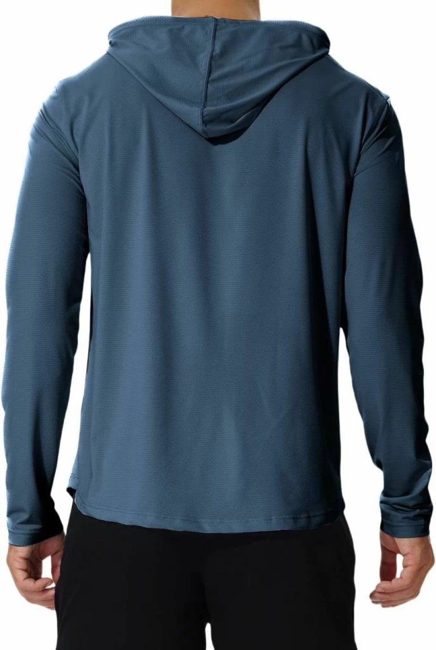 AIMPACT Men's UPF 50+ Sun Protection Hoodie - Lightweight Long & Short Sleeve Rash Guard Shirt for Swimming, Fishing & Outdoor Activities