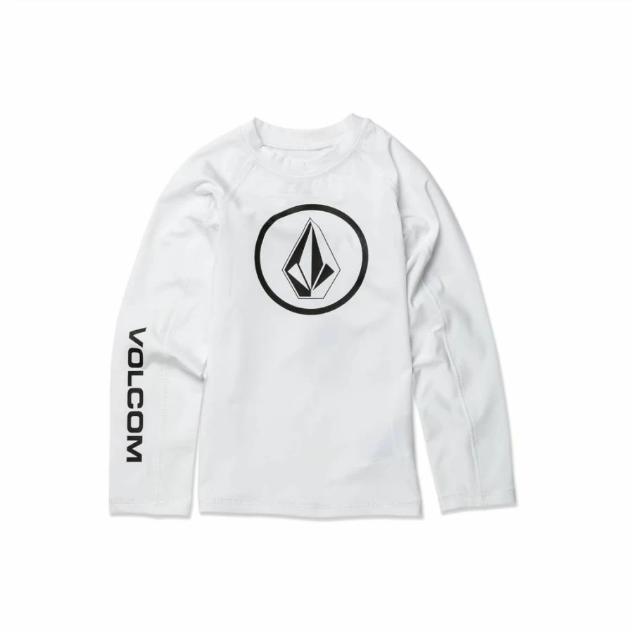 Volcom Boys' Long Sleeve Rashguard with 50+ UV Protection – Solid Color Lycra Swim Shirt