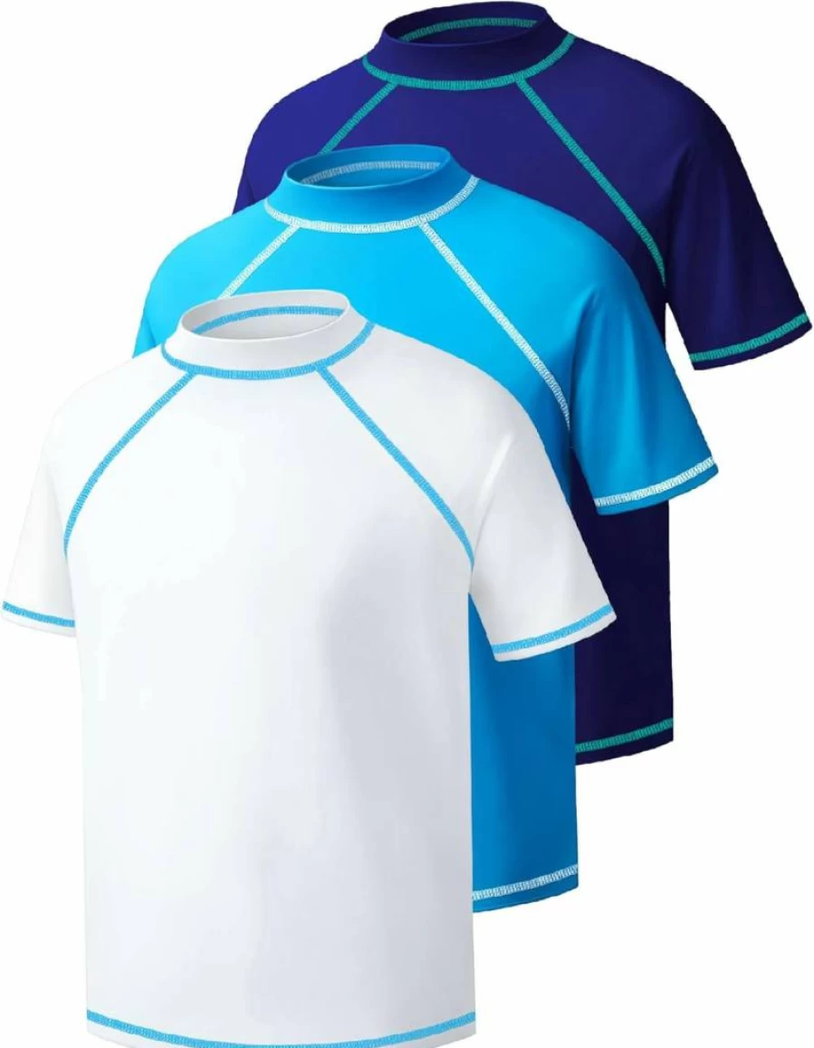 Bigant Boys UPF 50+ Sun Protection Short Sleeve Rash Guard - Quick Dry Youth Swim Shirt for Surfing, Beach & Water Activities