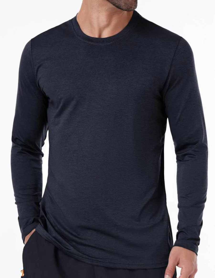 OYGSieg Men's Quick Dry Long Sleeve UPF 50+ Sun Protection Shirt - Moisture Wicking Workout & Casual T-Shirt (6 Pack)