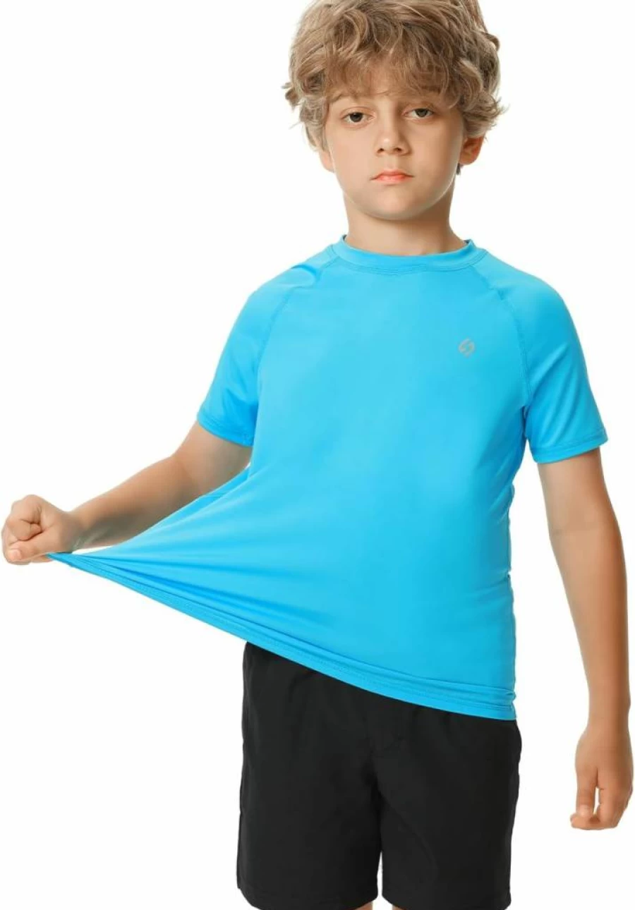 HODOSPORTS Boys UPF 50+ Sun Protection Short Sleeve Rash Guard Swim Shirt Quick Dry UV Swimwear