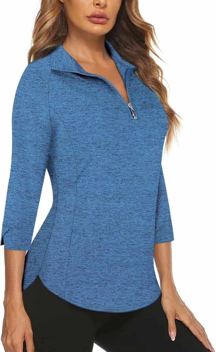 Cucuchy Style Women's 3/4 Sleeve Quarter Zip Golf Shirt UPF 50+ Quick Dry Workout Tennis Top