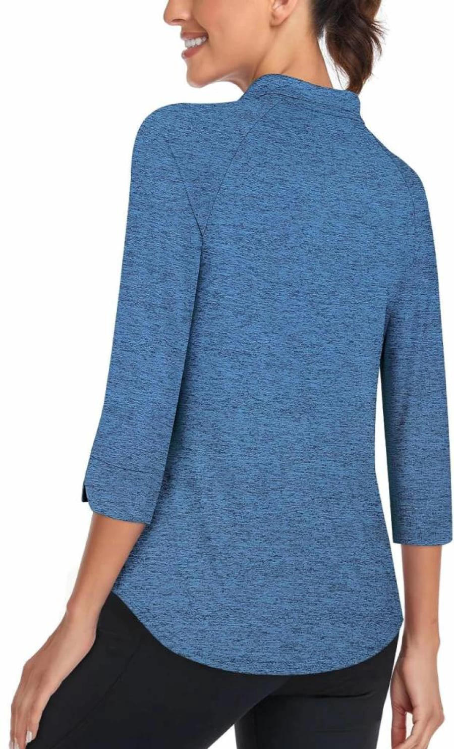 Cucuchy Style Women's 3/4 Sleeve Quarter Zip Golf Shirt UPF 50+ Quick Dry Workout Tennis Top