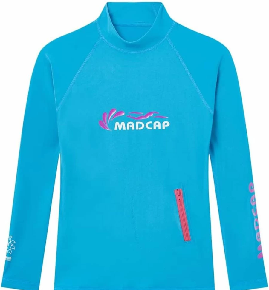 MADCAP Girls Long Sleeve Rash Guard Swim Top UV Sun Protection Surf Shirt for Toddler to Teen 4-16 Years