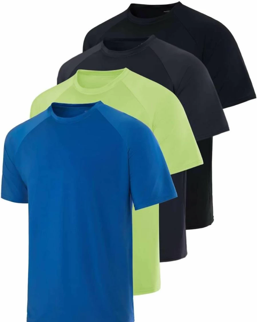 Real Essentials Men's 4 Pack Quick Dry UPF 50+ Sun Protection Swim Shirts - Big & Tall Sizes Available