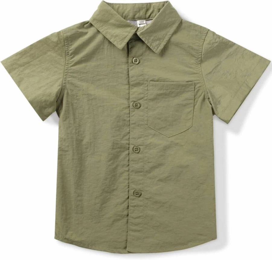 BUFOSA Boys' Quick-Dry Short Sleeve Fishing Shirt with UV Protection for Outdoor Activities