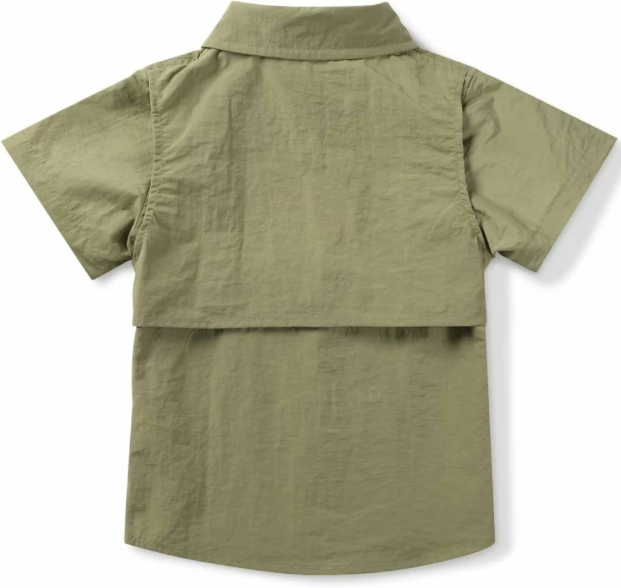 BUFOSA Boys' Quick-Dry Short Sleeve Fishing Shirt with UV Protection for Outdoor Activities