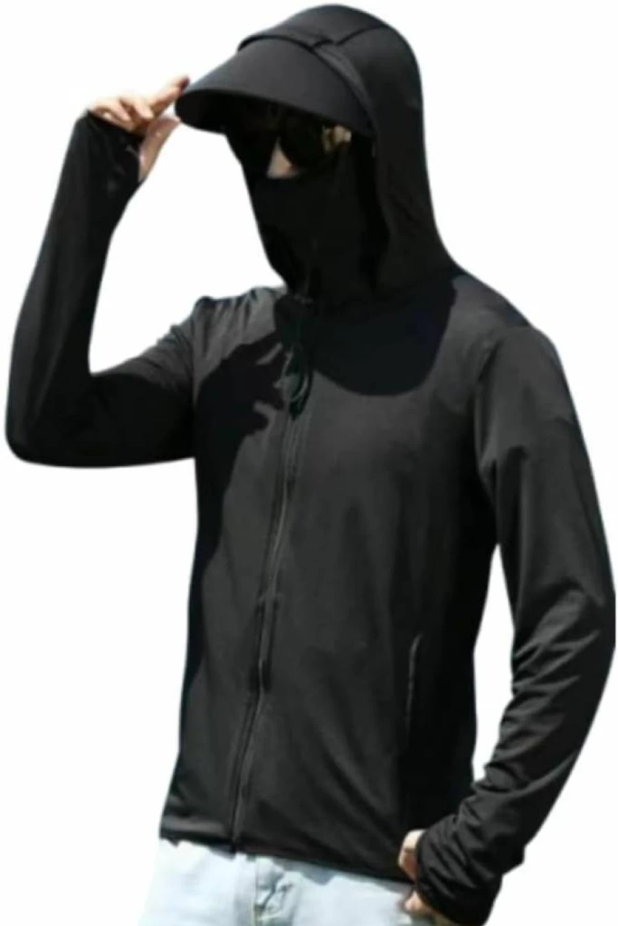 Oiyaku Men's UPF 50+ Sun Protection Hooded Rash Guard - Long Sleeve Fishing Shirt with UV Blocking for Swim, Surf & Outdoor Activities
