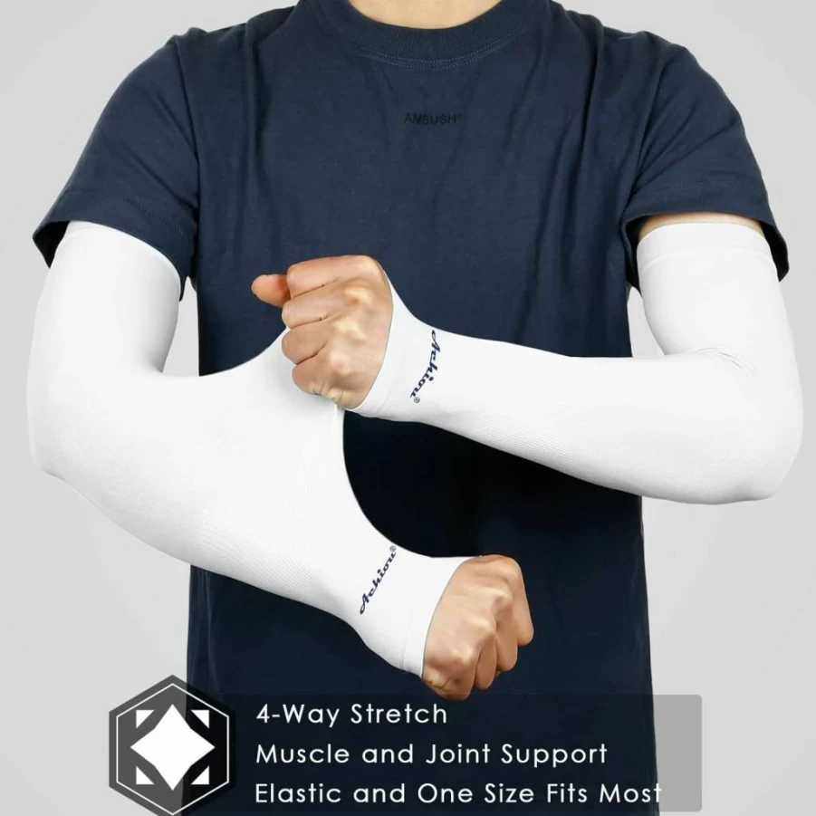 Achiou Compression Arm Sleeves for Men & Women - UV Protection, Cooling, Breathable for Sports, Outdoor Activities, and Tattoo Cover