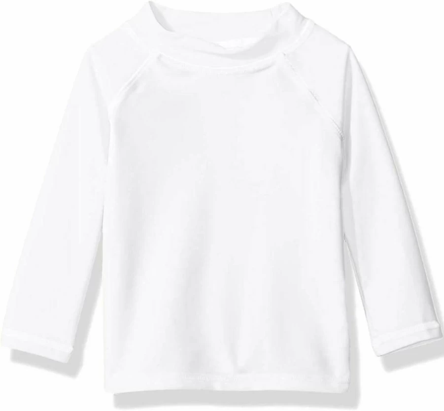 Flap Happy Baby UPF 50+ Colorblock Rash Guard Swimwear – Recycled Material Sun Protection for Toddlers (White, 18 Months)