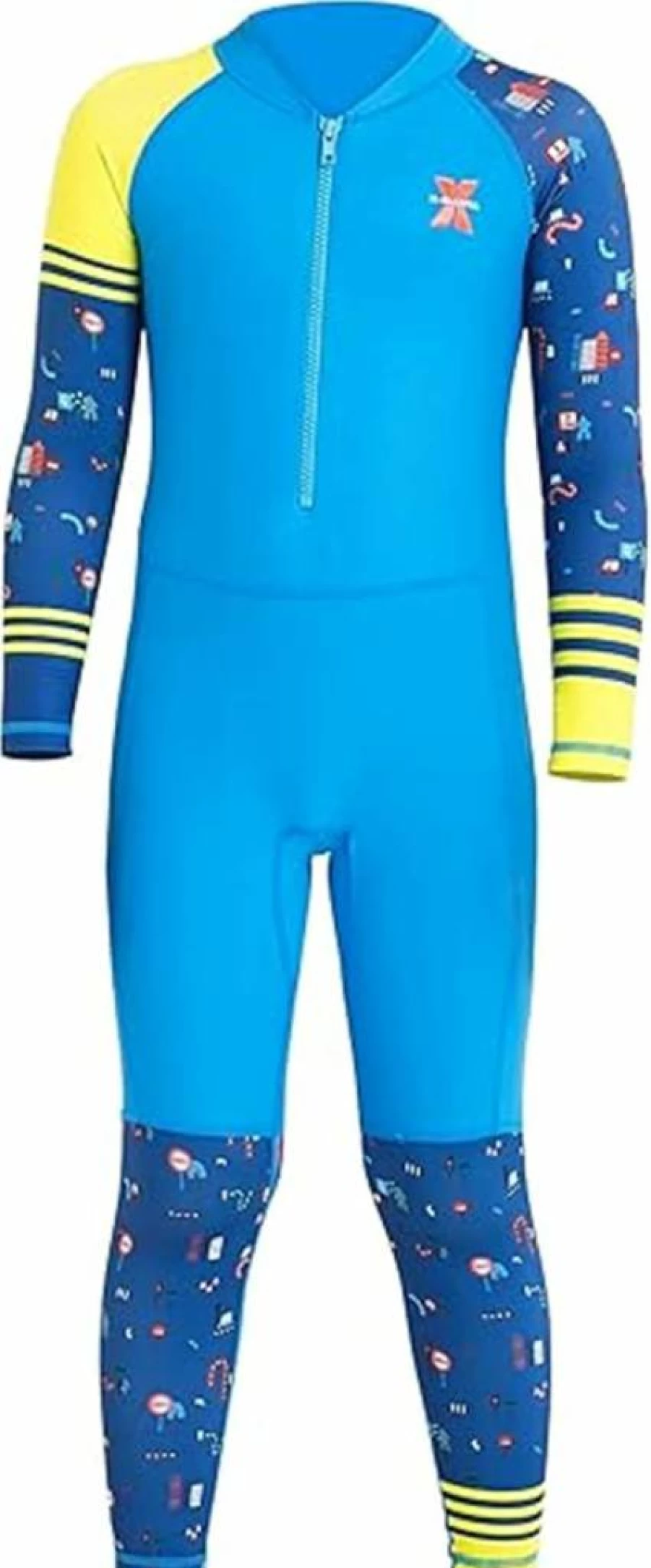 JELEUON UPF 50+ Sun Protection Rash Guard Swimsuit for Youth - Long Sleeve One Piece Wetsuit for Girls & Boys, B-Blue Water Sports Swimwear