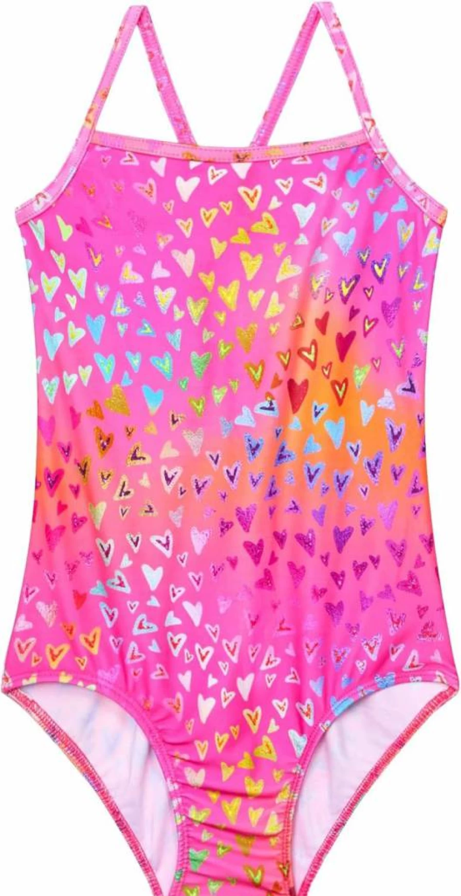 WhizBuzz Girls Neon Pink One Piece Swimsuit with UV Protection for Kids 6-7 Years - Sleeveless Bathing Suit