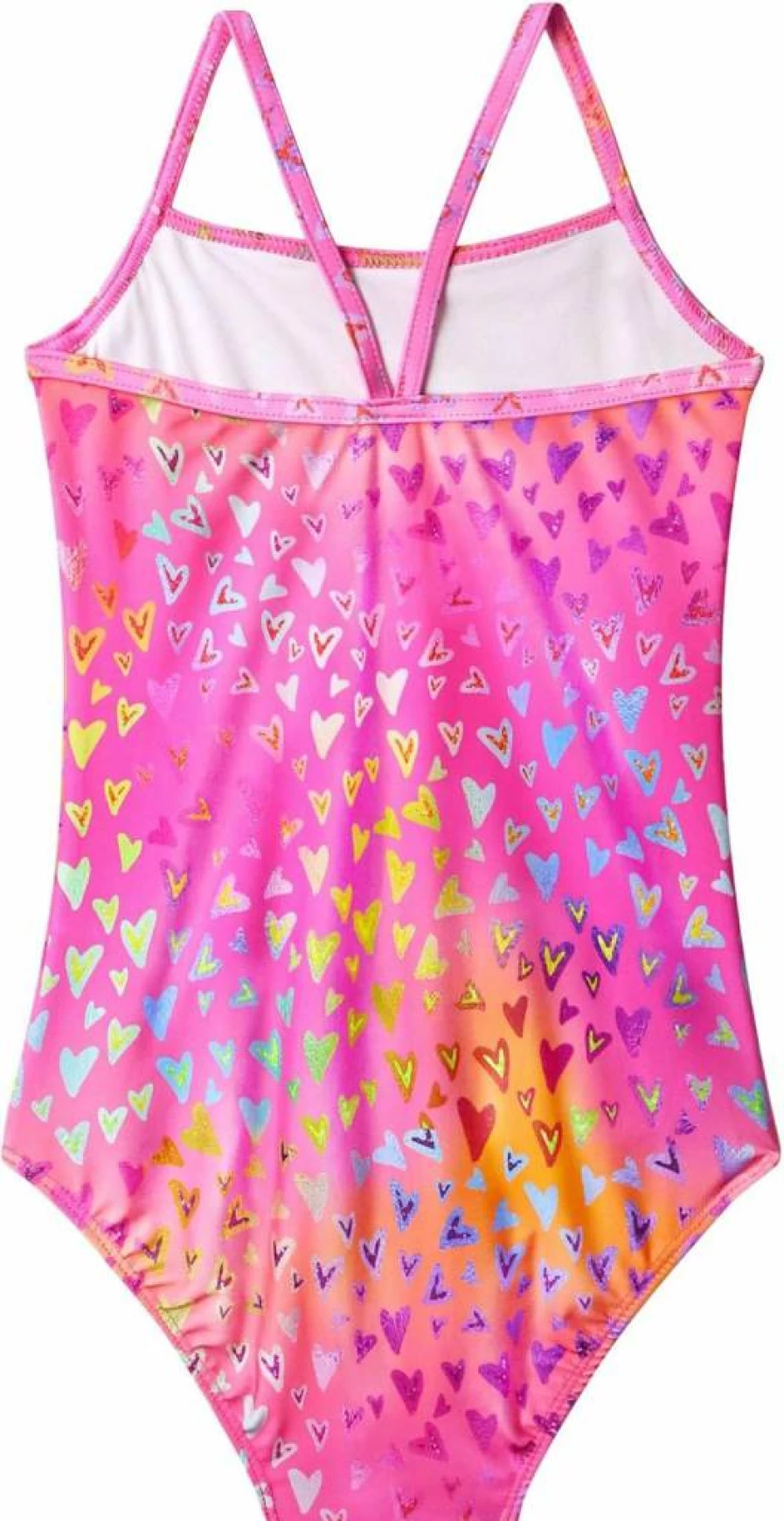 WhizBuzz Girls Neon Pink One Piece Swimsuit with UV Protection for Kids 6-7 Years - Sleeveless Bathing Suit