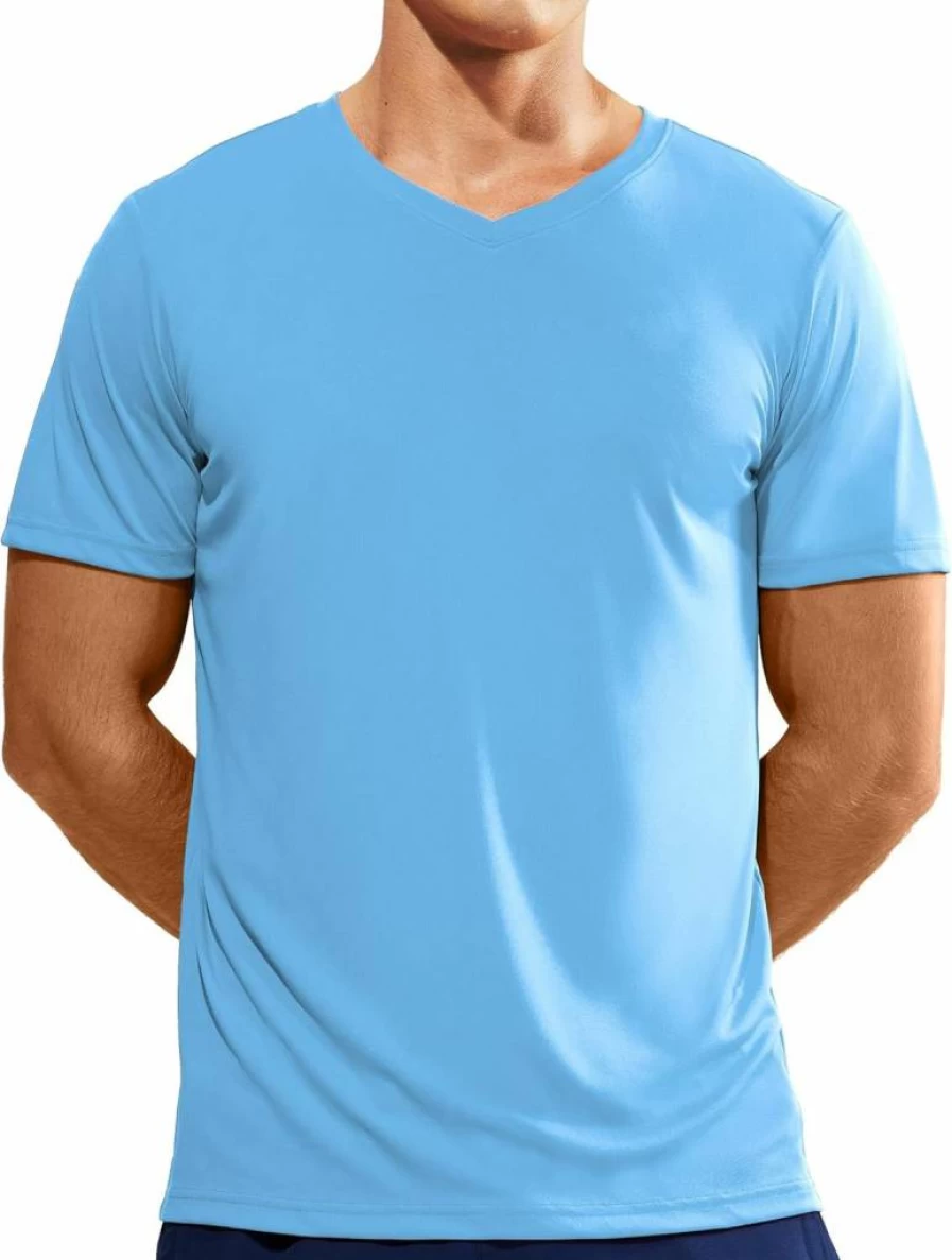 Haimont Men's V-Neck Athletic T-Shirt - Lightweight Moisture-Wicking Workout Tee for Gym & Running with UV Protection
