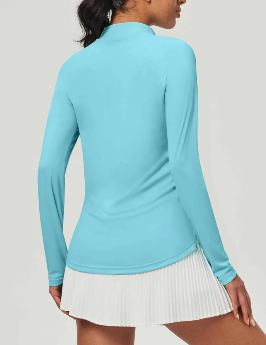Heathyoga Women's UPF 50+ Long Sleeve Quarter Zip Pullover - Sun Protection Golf & Workout Top