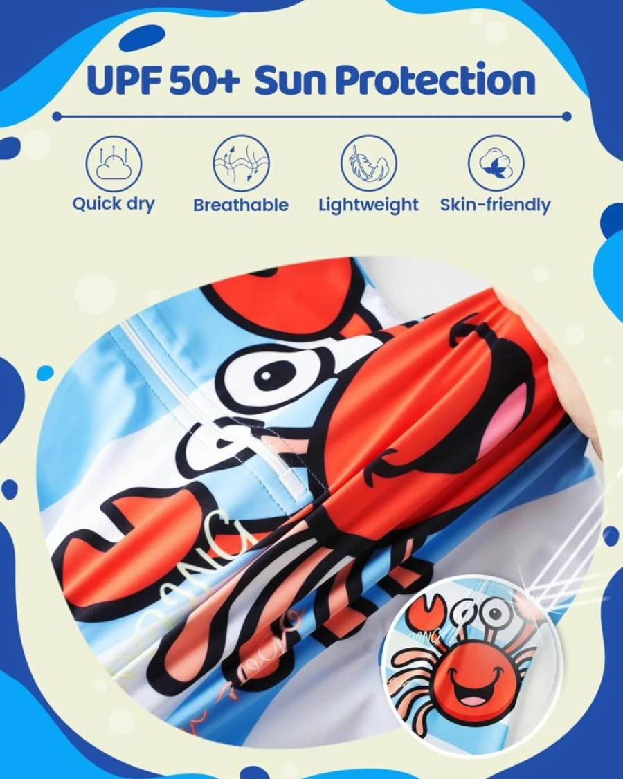Angel Season Baby Rash Guard Swimsuits for Boys & Girls - UV Protection One-Piece Swimwear for Toddlers 3-24 Months