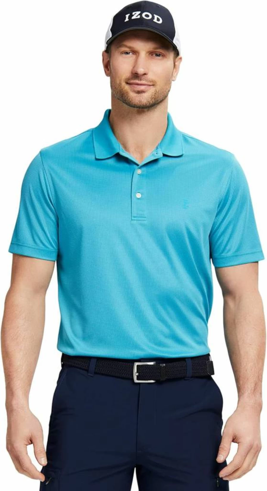 IZOD Men's Performance Golf Polo Shirt - Moisture-Wicking & Breathable Grid Design for Comfort on the Course
