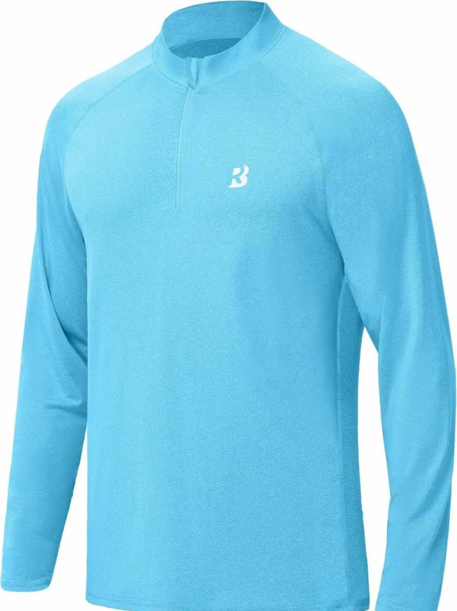 Roadbox Men's UPF 50+ Quick-Dry Quarter Zip Sun Shirt - Long Sleeve Athletic Rash Guard for Running & Workout