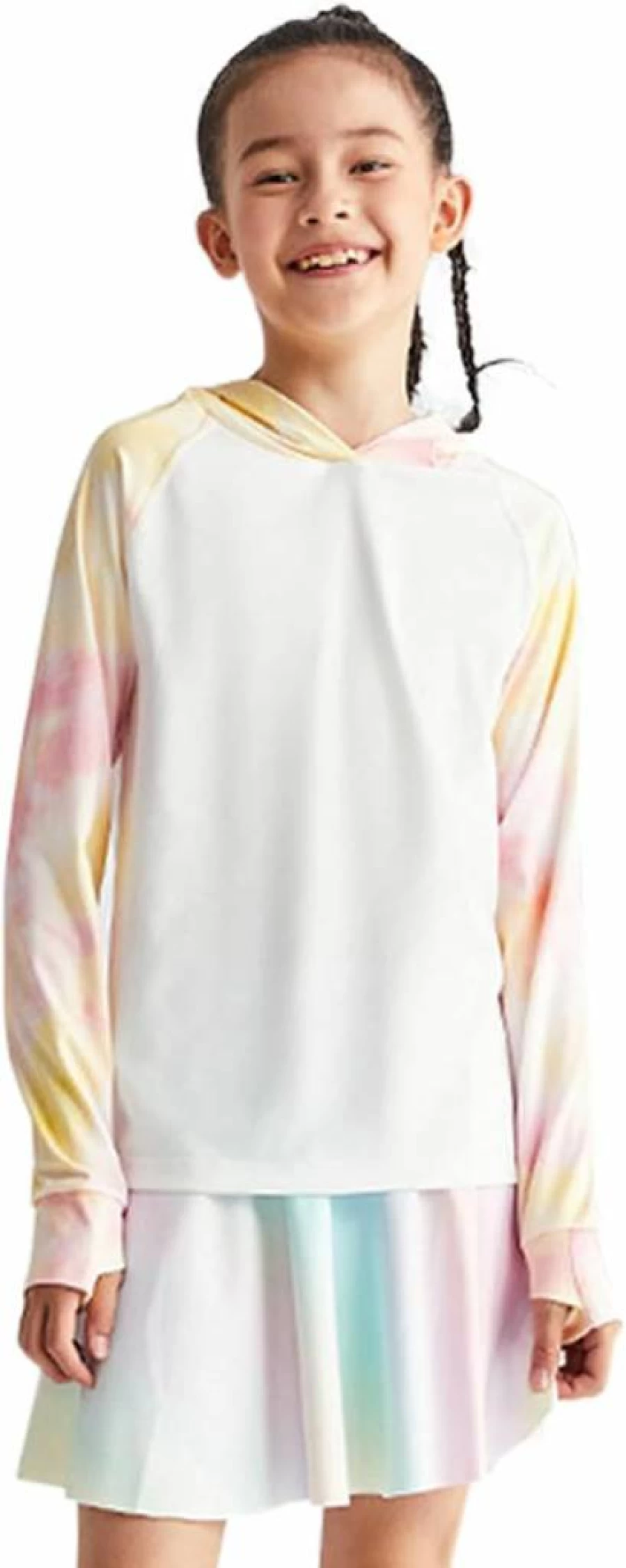 ACESTAR UPF50+ Kids Sun Protection Hoodie - Long Sleeve Quick Dry UV Shirt with Thumb Holes for Girls