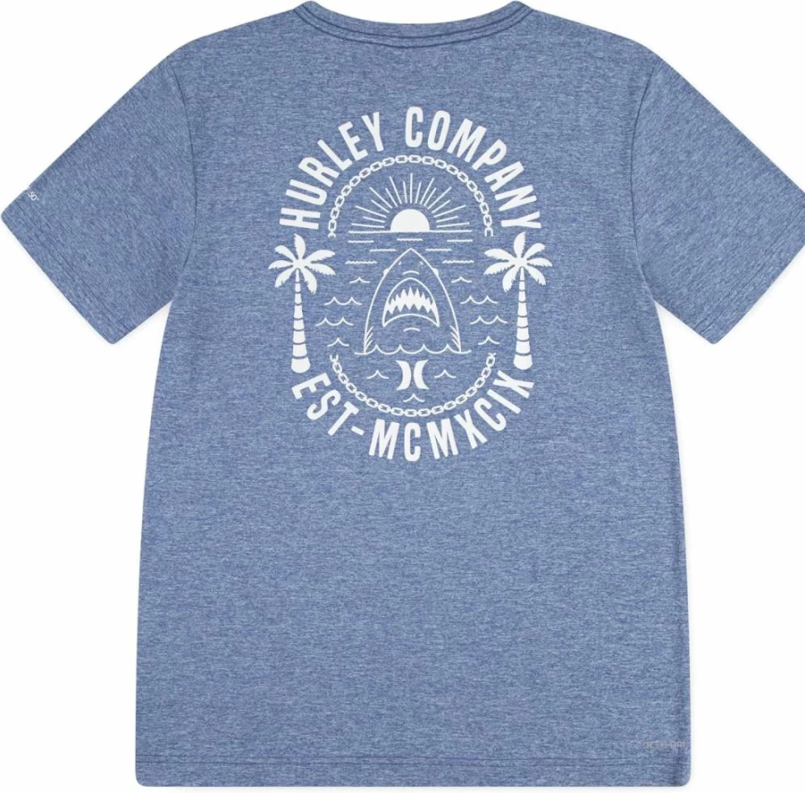 Hurley Boys UPF 50+ Sun Protection Rash Guard Swim Shirt with Graphic Print