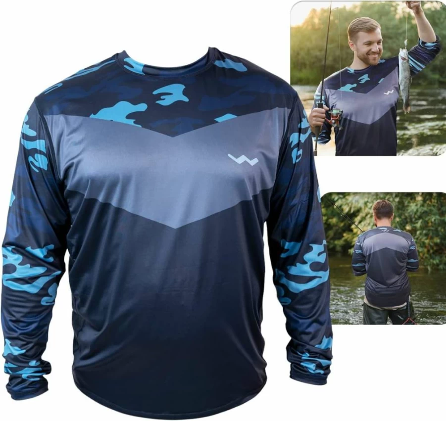WindRider UPF 50+ Men's Fishing Shirt - Long Sleeve UV Protection, Lightweight & Breathable Rash Guard for Outdoor Activities