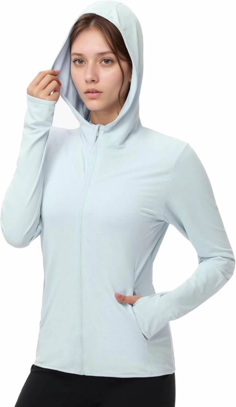 Isnowood Women's UPF 50+ Sun Protection Zip Hoodie - Lightweight UV Rash Guard for Hiking & Outdoor Activities