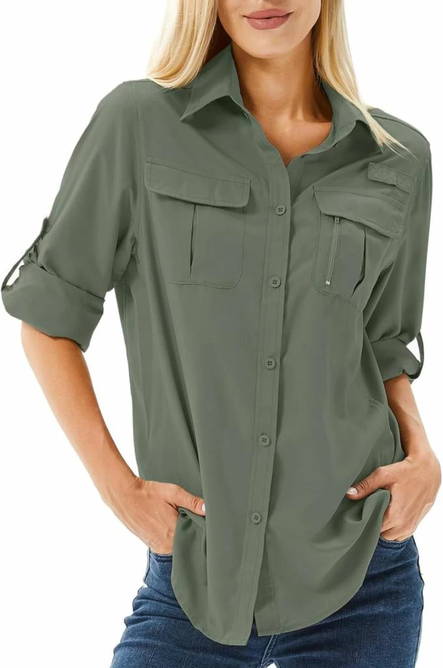 Toumett Women's UPF 50 Sun Protection Long Sleeve Shirt - Quick Dry Safari Hiking Fishing Travel Outdoor Shirt