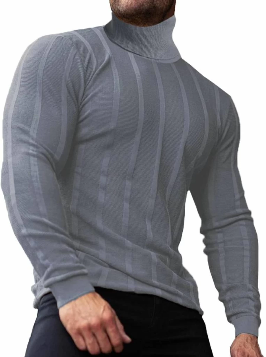 JoZorro Men's Slim Fit Lightweight Turtleneck Sweater - High Neck Knit Pullover Long Sleeve Top